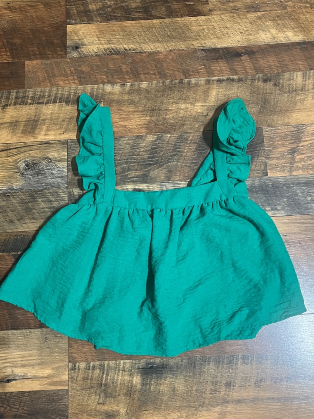 Sienna Sky Emerald Green Ruffled Strap Crop Top